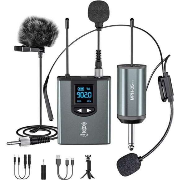 Wireless Microphone System Headset Mic/Stand Mic/Lavalier Lapel Mic - Picture 1 of 5